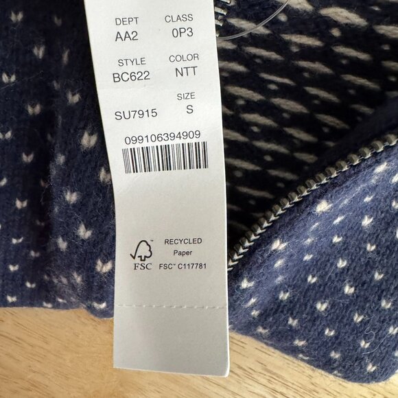 J. Crew Rugged Merino Half Zip Sweater Small Colorblock Bird's Eye NWT FS-1417 - Picture 8 of 10